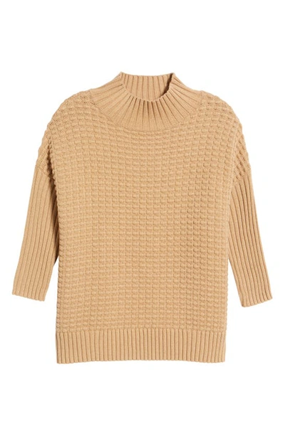 French Connection Mozart Popcorn Cotton Sweater In Camel Melange