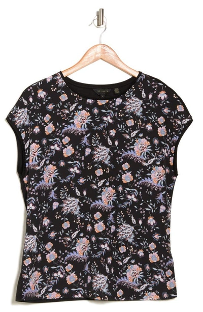 Ted Baker Woven Front T-shirt In Black