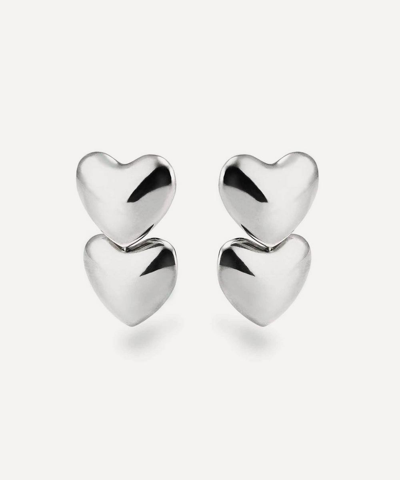 Annika Inez Sterling Silver Dual Voluptuous Heart Stud Earrings