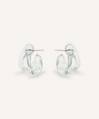 Annika Inez 14ct Gold-filled Glassy Fold-over Hoop Earrings In Clear