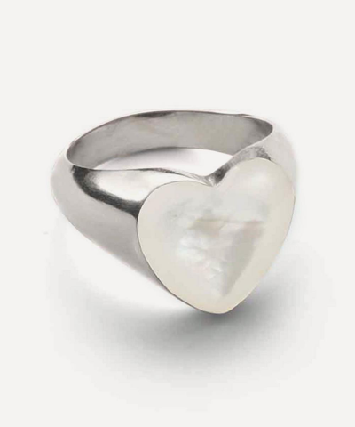 Annika Inez Sterling Silver Small Mother Of Pearl Gem Heart Ring