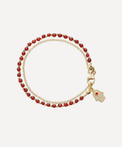 Astley Clarke 18ct Gold-plated Vermeil Silver Agate Hamsa Biography Bead Bracelet