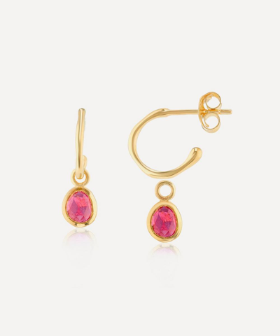 Auree 18ct Gold-plated Vermeil Silver Hampton Interchangeable Ruby Gemstone Hoop Earrings In Red