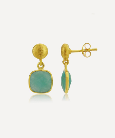 Auree 18ct Gold-plated Vermeil Silver Iseo Amazonite Drop Earrings In Green