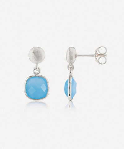 Auree Sterling Silver Iseo Blue Chalcedony Drop Earrings