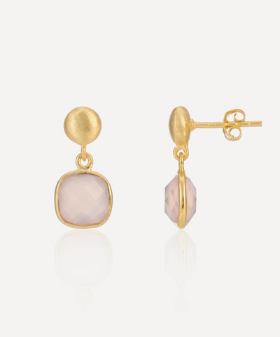 Auree 18ct Gold-plated Vermeil Silver Iseo Pink Chalcedony Drop Earrings