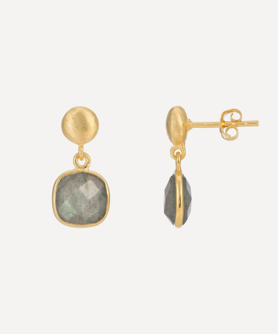 Auree 18ct Gold-plated Vermeil Silver Iseo Labradorite Drop Earrings In Grey