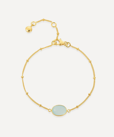 Auree 18ct Gold-plated Vermeil Silver Pollara Aqua Chalcedony Beaded Bracelet