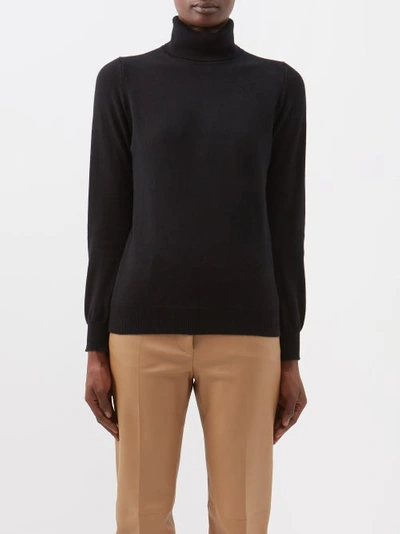 Johnstons Of Elgin Cashmere Roll-neck Sweater In Black