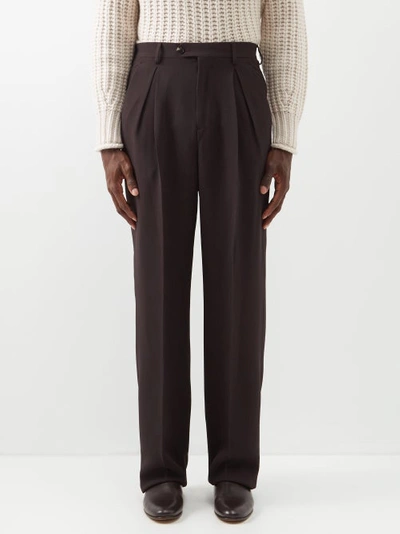 Umit Benan B+ Pressed-front Tailored Trousers In Brown
