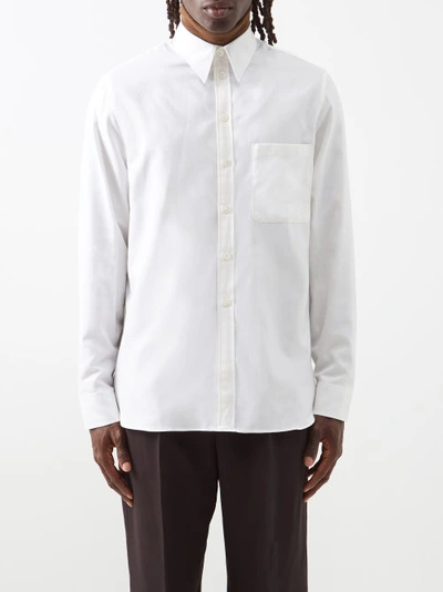 Umit Benan B+ Patch-pocket Cotton-blend Shirt In Cream