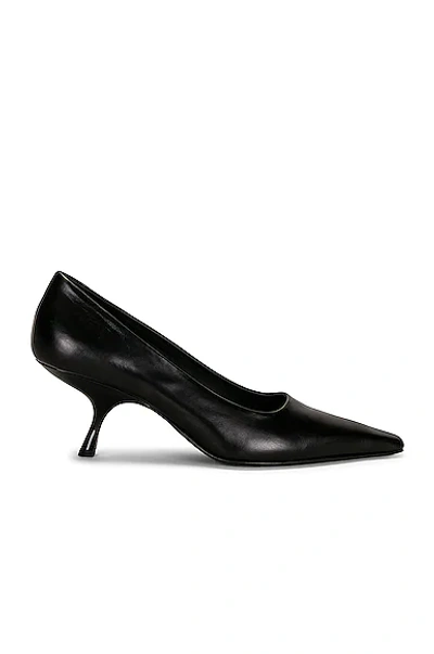 The Row Square Toe Smooth Calfskin Leather Pumps In Black