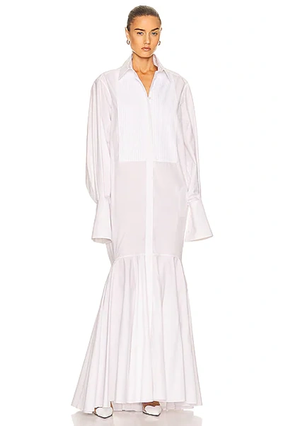 Alaïa Cotton Poplin Maxi Shirt Dress In Blanc