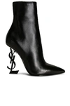 Saint Laurent Opyum Leather Pointy-toe Ankle Boots In Nero