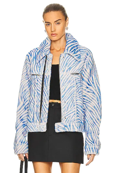 Rta Ivana Zipped Jacket In Blue Zebra