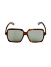 Saint Laurent Core 57mm Oversized Square Sunglasses In Havana Green