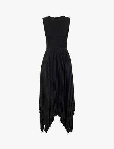 Joseph Dera Pleated Stretch-woven Midi Dress In Black