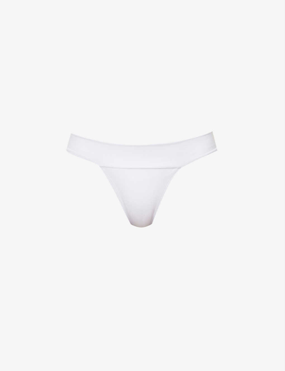 Gracejacob Gold Palm Ruched Bikini Bottoms In White