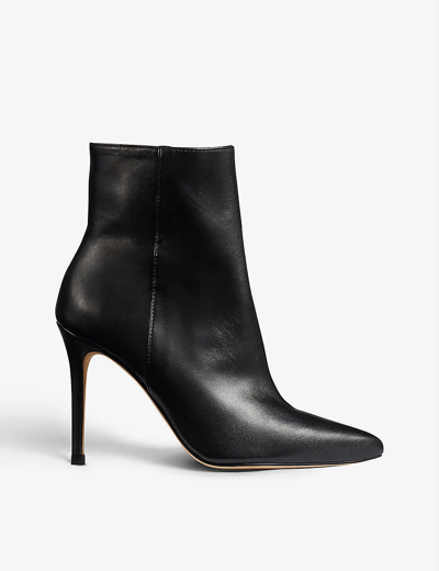 Lk Bennett Cleo Pointed-toe Stiletto Leather Boots In Bla-black