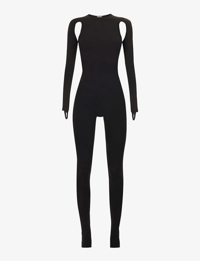 Andreädamo Cut-out Slim-fit Stretch-woven Jumpsuit In Black