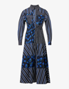 Kenzo Graphic-print Cotton Midi Shirt Dress In Midnight Blue