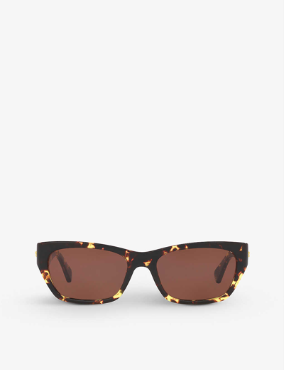 Bottega Veneta Bv1143s Tortoiseshell Rectangular-frame Sunglasses In Brown