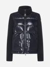 MONCLER WOOL AND QUILTED NYLON DOWN CARDIGAN