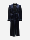 Blanca Vita Velvet-effect Tie-waist Coat