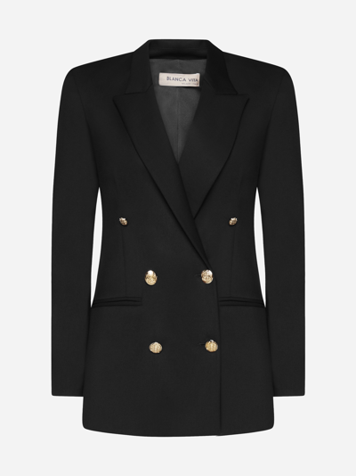 Blanca Vita Gypsophila Double-breasted Blazer In Onice