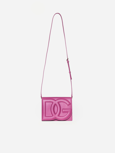 Dolce & Gabbana Logo Leather Crossbody Bag In Fluo Pink