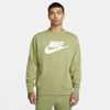 Nike Men's  Sportswear Club Fleece Graphic Crew In Green