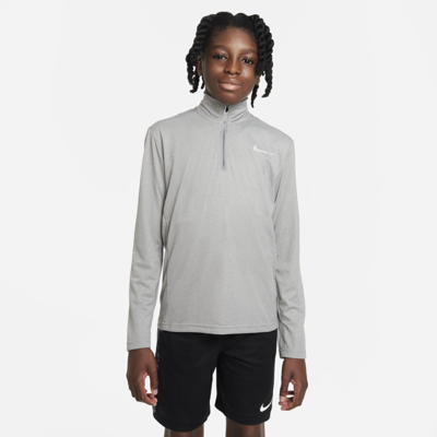 Nike Dri-fit Poly+ Big Kids' (boys') 1/4-zip Training Top In Grey