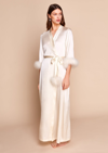 Gilda & Pearl Celeste Silk And Feather Long Robe In White