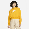 Nike Sportswear Club Fleece Women's Oversized Crop Graphic Hoodie In Yellow Ochre,white