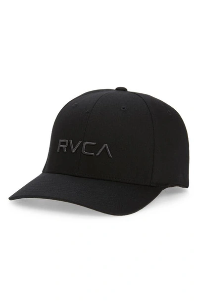 Rvca Flexfit Cotton Twill Baseball Cap In Black
