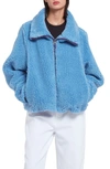 Apparis Tamika Faux Shearling Coat In Marina Blue