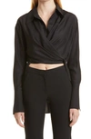 Gauge81 Sabinas Silk High-low Wrap Top In Black