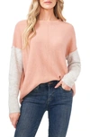 Vince Camuto Colorblock Sweater In Misty Pink/silver Hthr