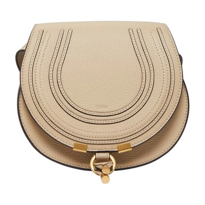 Chloé Marcie Small Leather Saddle Bag In Root Beige