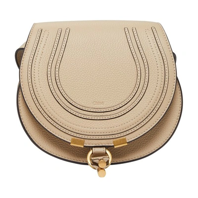 Chloé Marcie Small Leather Saddle Bag In Root Beige/gold