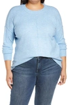 Vince Camuto Extended Shoulder Cozy Sweater In Blue Heather