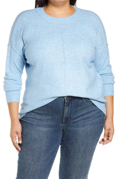 Vince Camuto Extended Shoulder Cozy Sweater In Blue Heather