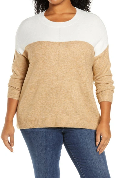 Vince Camuto Colorblock Knit Sweater In Brown