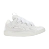 Lanvin Curb Sneakers In White Suede And Leather In White White