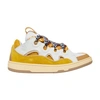 Lanvin 30mm Curb Leather & Mesh Sneakers In White Yellow