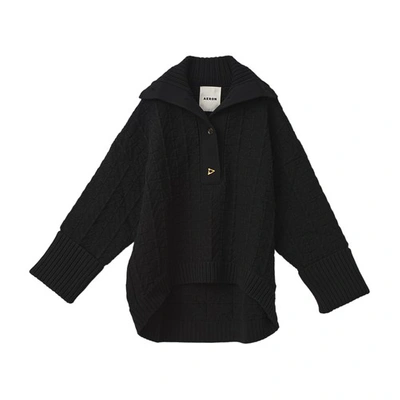 Aeron Bay - Collared Sweater In Black