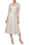 Alex Evenings Embroidered Cocktail Dress In Taupe