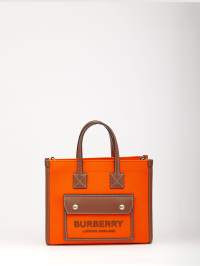 Burberry Freya Mini Tote Bag In Orange
