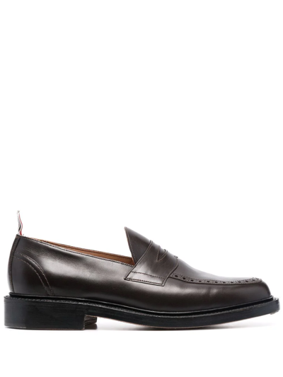 Thom Browne Goodyear-sole Penny-slot Loafers In Brown