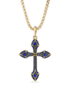 David Yurman 18kt Yellow Gold Gothic Cross Amulet Sapphire Enhancer Pendant In Gold